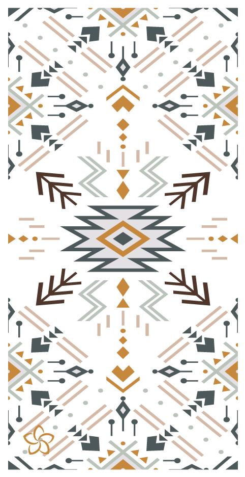 MAHĀNA Wanderer recycled beach towel front view – aztec geometric design, sand-free waffle microfibre, designed in New Zealand