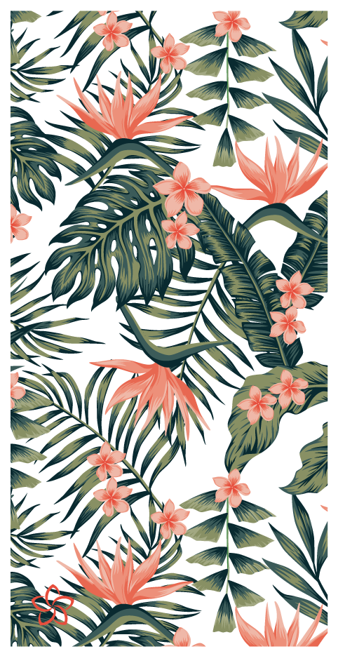 MAHĀNA Birds of Paradise recycled beach towel front view – bold tropical design, sand-free waffle microfibre, designed in New Zealand