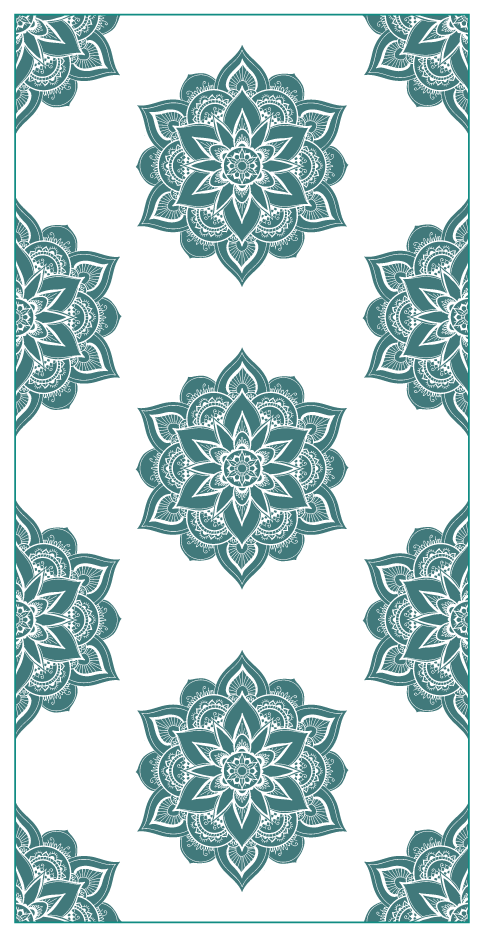 MAHĀNA Mandala beach towel back view – recycled polyester and nylon waffle fabric with detailed mandala design