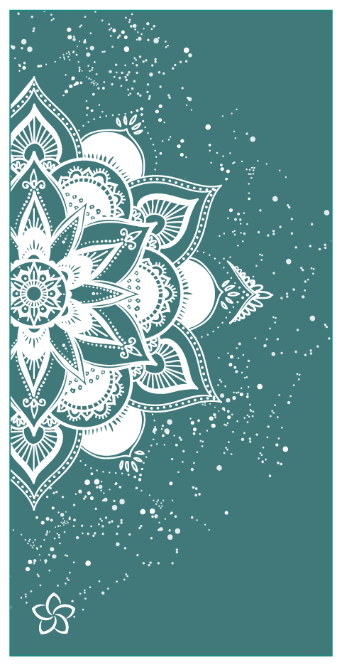 MAHĀNA Mandala recycled beach towel front view – intricate mandala pattern, sand-free waffle microfibre, designed in New Zealand