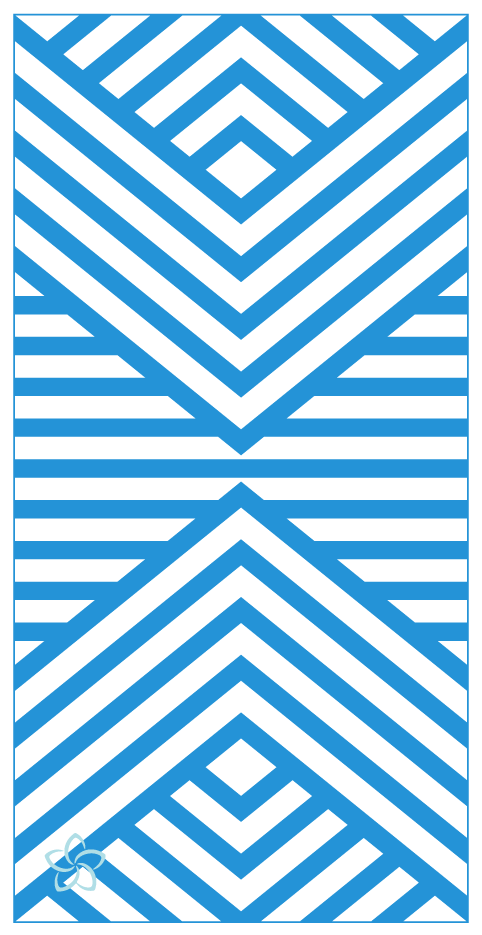 MAHĀNA Santorini recycled beach towel front view – classic coastal stripe design